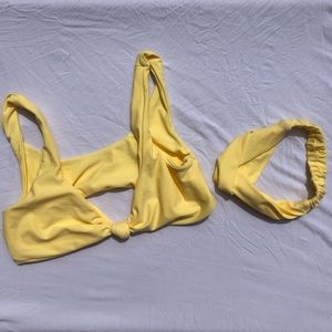 ❤️ Blackbough Swim Bikini Cleo Top Yellow Women’s size Medium Matching Headband